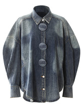 Fashion Luxury Oversized Denim Blouse