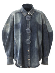 Fashion Luxury Oversized Denim Blouse
