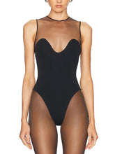 Sexy Round collar Tulle Bodysuit