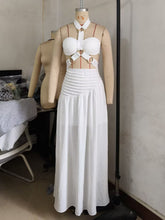 Sexy Backless Bandage Halter Tops and Maxi Skirt Set