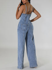 Sexy Spaghetti Strap Denim Jumpsuit