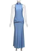 Fashion Sleeveless Ruched Twisted Maxi Dress