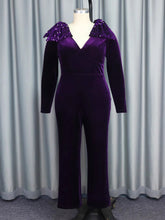 Plus Size Sequin Decor Minimalist Casual Jumpsuit