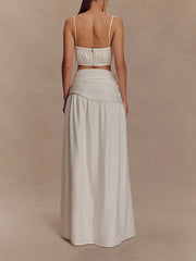 Elegant Spaghetti Strap Top Maxi Skirt Vacation Sets