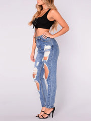 Fashion High Waist Ripped Jeans