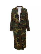 Fashion Camouflage Print Trench Denim Coat