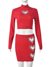 Heart-shaped Hollowed Crop Skirt Sets