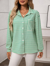 Fashion Lapel Striped Loose Casual Shirt
