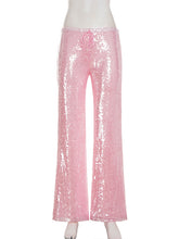 Fashion Sequin Drawstring Straight Pants