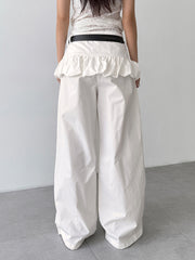 Casual Ruffle Loose Straight Pants