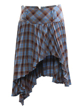 Retro Checked Pleated Asymmetry Skirt