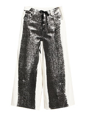 Casual Drawstring Jeans Print Wide Leg Pants