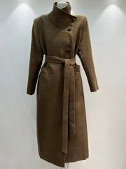 Retro High Collar Lace-up Office Trench Coat