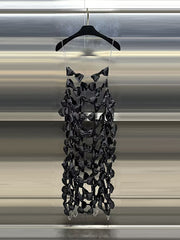 Boutique Metal Chain Thin Shoulder Strap Bow Dress