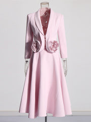 Fashion Floral Embellishment Blazer A-line Skirt Suit