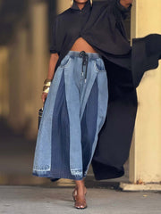 Fashion Drawstring Pleat Wide-Leg Jeans