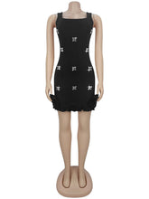 Sexy Rhinestone Ruffles Slim Mini Dress