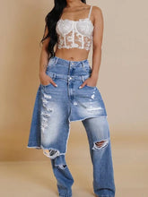 Casual Denim Patchwork Ripped Loose Jeans