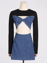 Twist Knot Hollow Out Top And Skirt Two Piece Set