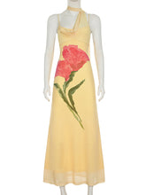 Spaghetti Strap Flower Print Slim-Fit Maxi Dress