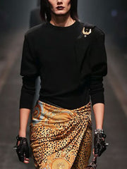 Fashion Round Neck Buckle-Shoulder Base Shirt