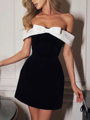 Elegant Off Shoulder Bows Cocktail Dress