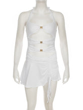 Sexy Patchwork Halter Hollow-out Mini Dress