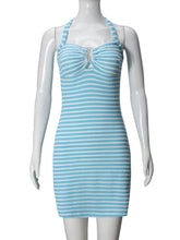 Fashion Stripe Halter Lace-up Mini Dress