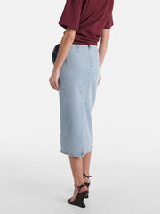 Fashion Floral Embellishment Detail Denim Midi Skirt