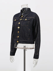 Solid Spliced Button Loose Denim Jacket
