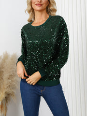 Fashion Rainbow Sequin Crew Neck Pullover Sweatshirt