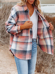 Fashion Loose Plaid Shacket Jacket
