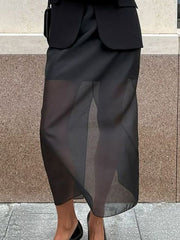 Fashion Sheer Mesh Midi Skirt