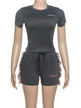 Casual Crop Top Shorts Fringe 2 Piece Set