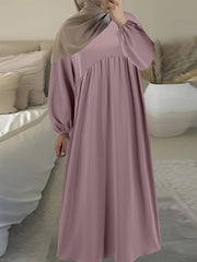 Muslim Lantern Sleeve Loose Casual Long Dress