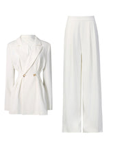 Fashion Cinched Waist Blazer Straight Pants Suit