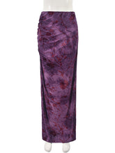 Sexy Printed Soft Touch Devore Ruched Side Maxi Skirt