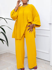 Loose Long Sleeve Top High Waist Wide Leg Pants Set