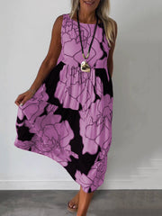 Casual Sleeveless Print Loose Dress