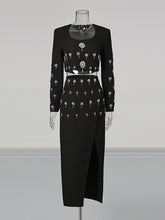 Rhinestone Embellished Cropped Top And Mini Skirt Sets