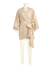 Solid Color Patchwork Ruched Strap V Neck Wrapped Dress