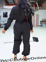 Zipper Jumpsuit Casual Cargo Pants