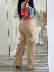 Casual Streetwear Multi-Pocket Straight Cargo Jeans