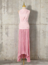Fashion Gradient Color Ruched Pleated Maxi Dress