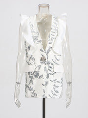 Fashion V-neck Ruffle Patchwork Sequined Waistcoat