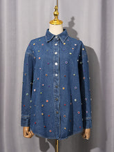 Rhinestone Studded Casual Denim Shirt