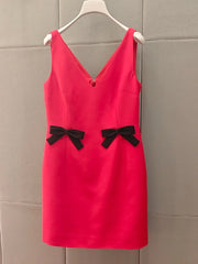 Fashion V-Neck Sleeveless Bowknot Mini Dress