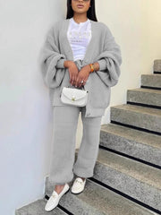 Casual Knit Cardigan Sweater and Pants Set