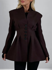 Fashion Single-breasted Cinched Waist Fitted Blazer