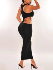 Sexy Sleeveless Hollow Out Bodycon Midi Dress